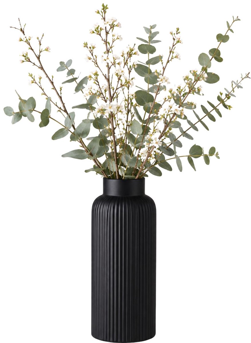 Arti Casa Articasa Blumenvase Gomera – Schwarz – 10 x 28 cm – Keramik – Vasen in Flaschenform