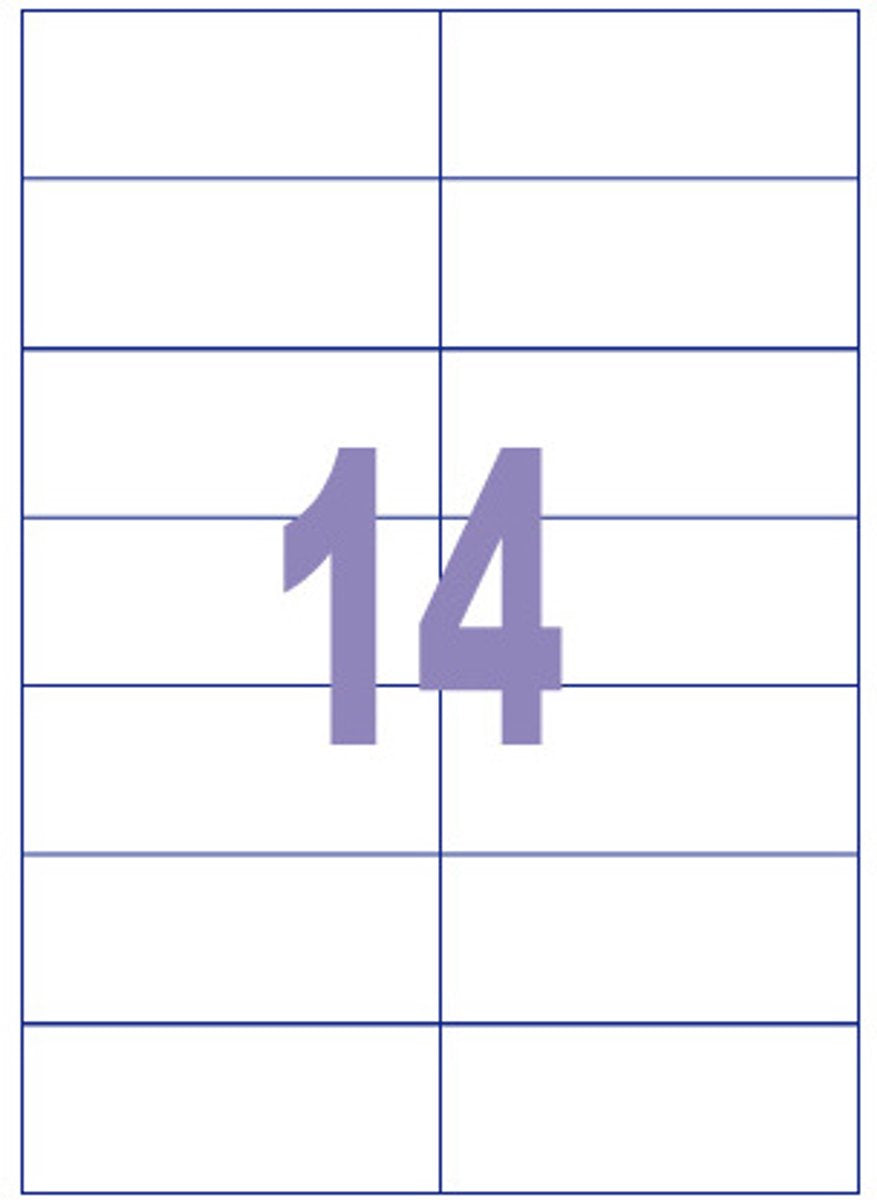 Kangaro-Etikett – Tintenstrahl-Laserkopie – 105 x 42,4 mm – 100 Blatt – 14 Aufkleber pro Blatt – k-10542