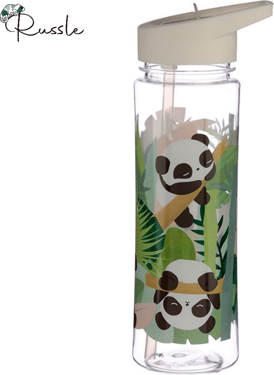 Panda nachhaltig 550 ml Wasserflaschen Flip Stroh