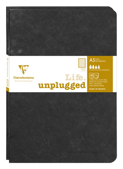 Clairefontaine Notizbuch, A5-Linie, 96 Seiten, 90 g, schwarzes Siegel, 2 Stück