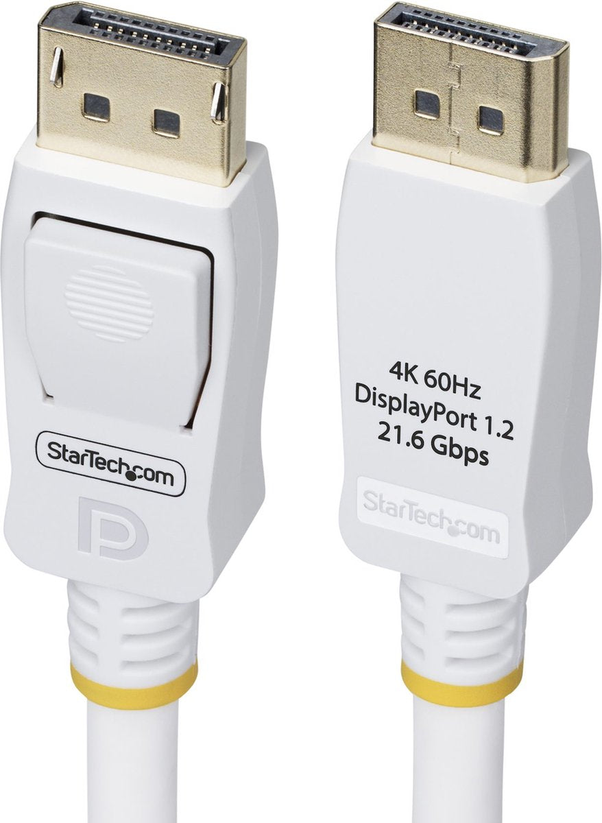 Startech .com 1,8 m Vesa-zertifiziertes DisplayPort 1.2-Kabel, weiß, 4k 60 Hz, verriegelbare DP-Anschlüsse, DP 1.2-Kabel