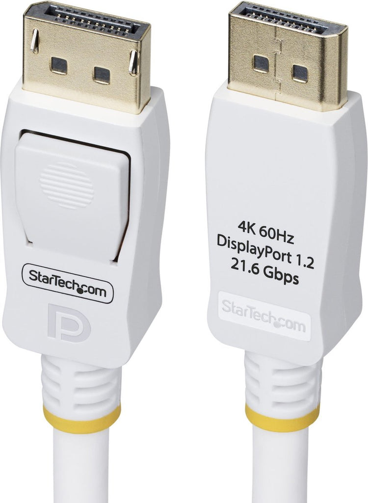Startech .com 1,8 m Vesa-zertifiziertes DisplayPort 1.2-Kabel, weiß, 4k 60 Hz, verriegelbare DP-Anschlüsse, DP 1.2-Kabel