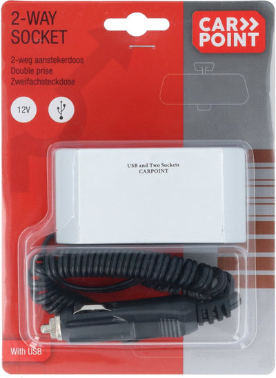 Carpoint 2-Wege-Steckdosenleiste 2x12V 1xUSB 2,4a