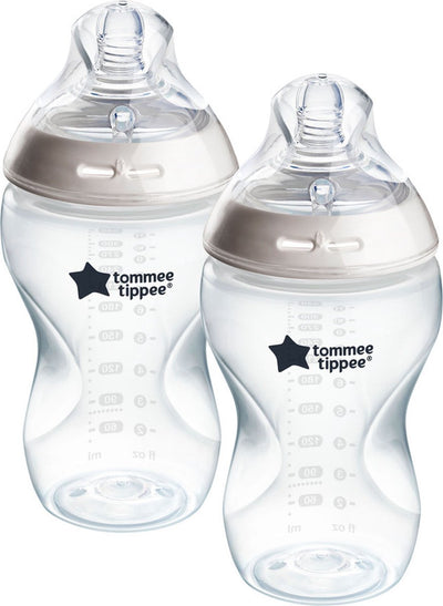 Tommee Tippee Natural Start Babyflaschen – Set mit 2 x 340 ml Babyflaschen – mittlere Fließgeschwindigkeit 3 m+