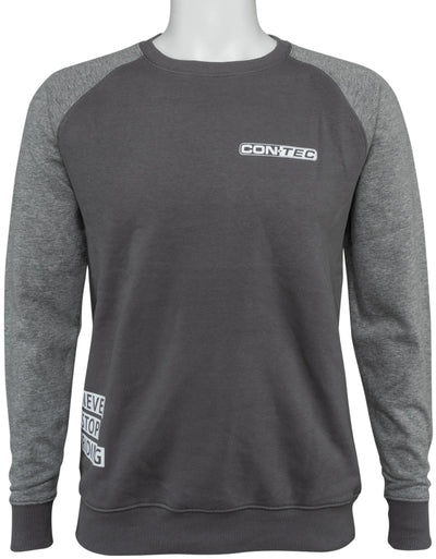 Conten -Sweatshirt mit langen Ärmeln hören nie auf zu fahren