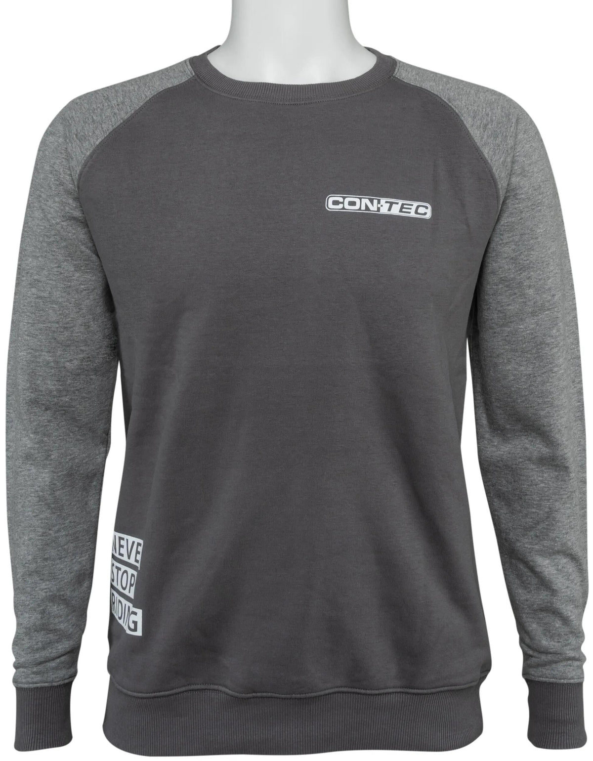 Conten -Sweatshirt mit langen Ärmeln hören nie auf zu fahren