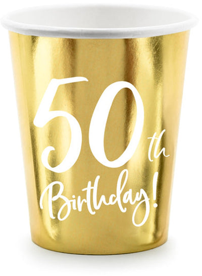 Partydeco 6 glänzende Tassen zum 50. Geburtstag 220 ml