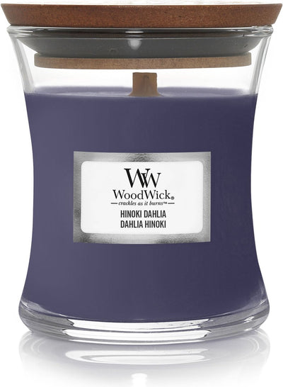 Woodwick Duftkerze Minikerze – Hinoki-Dahlie – 20 Brennstunden – 85 g – 8 cm ø 7 cm