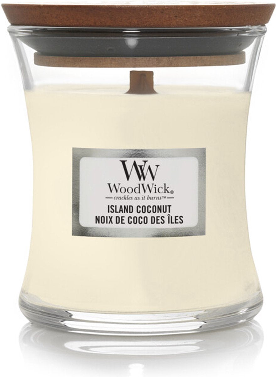 Woodwick Duftkerze Minikerze – Inselkokosnuss – 20 Brennstunden – 85 g – 8 cm ø 7 cm