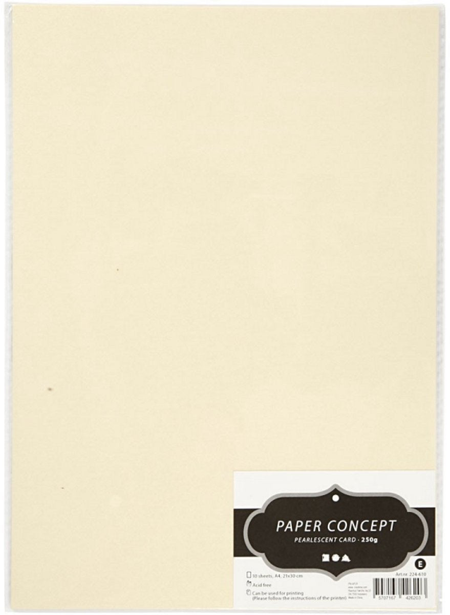 Creativ Company Perlmuttkarton, A4, Blatt 210x297 mm, 250 g, beiges Perlmutt, 10 Blatt 1 Karton