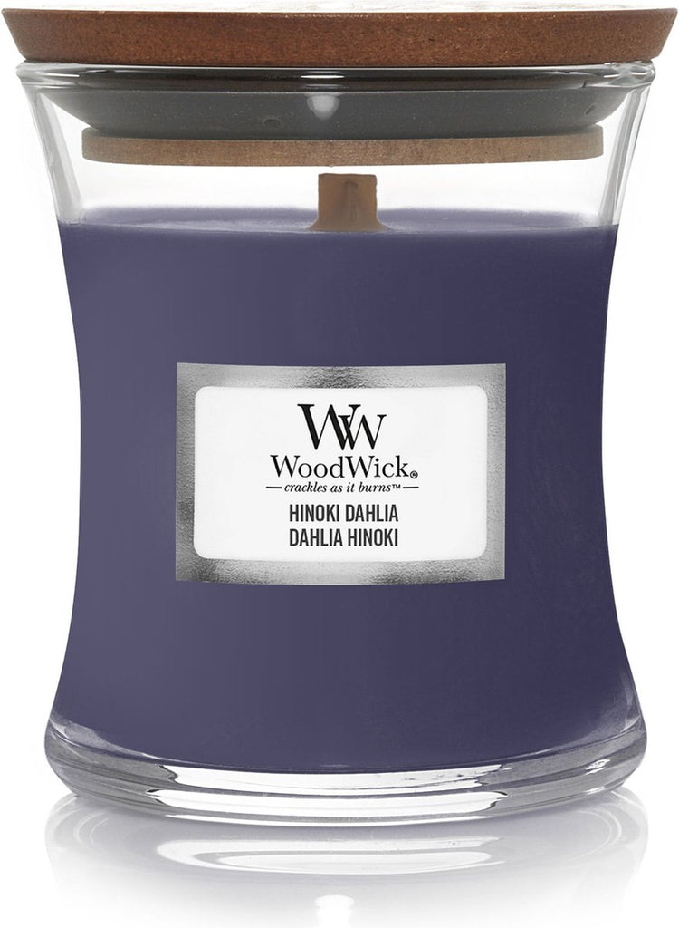 Woodwick Duftkerze Minikerze – Hinoki-Dahlie – 20 Brennstunden – 85 g – 8 cm ø 7 cm