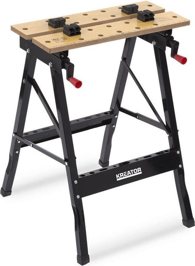 Kreator krt672001 Werkbank – Arbeitsbreite verstellbar – klappbar – bis 100 kg – MDF-Arbeitsplatte