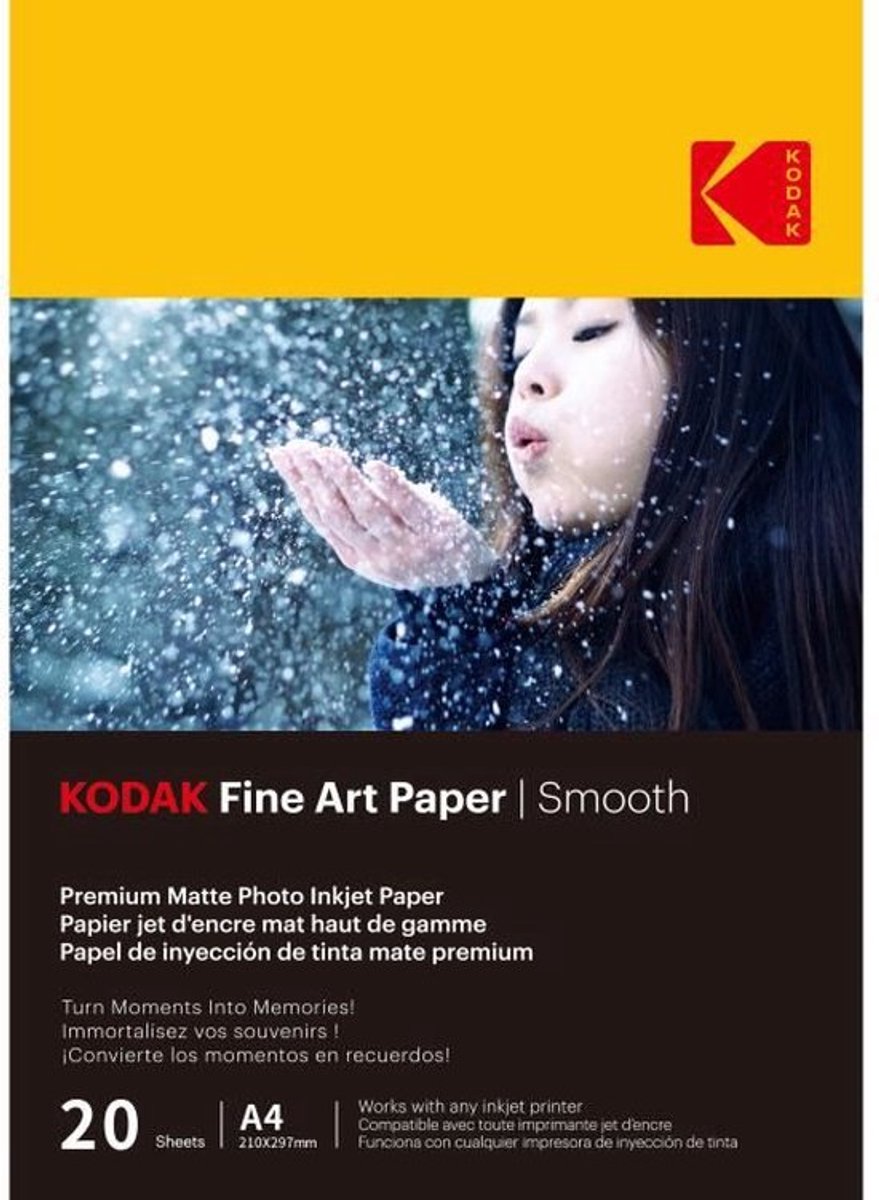 Kodak – 20 Blatt 230 g/m² Fotopapier, matt, A4-Format (21 x 29,7 cm), Tintenstrahldruck mit glattem Effekt – 9891092