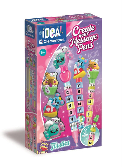 Clementoni Create Your Message Pen Foodies – Stiftherstellungs-Bastelset – kreatives Bastelgeschenk – Bastelset für Mädchen und Jungen ab 6 Jahren