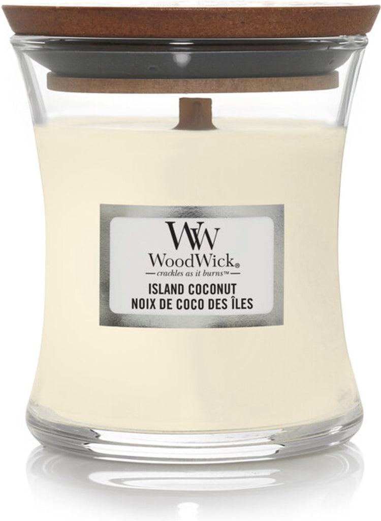 Woodwick Duftkerze Minikerze – Inselkokosnuss – 20 Brennstunden – 85 g – 8 cm ø 7 cm