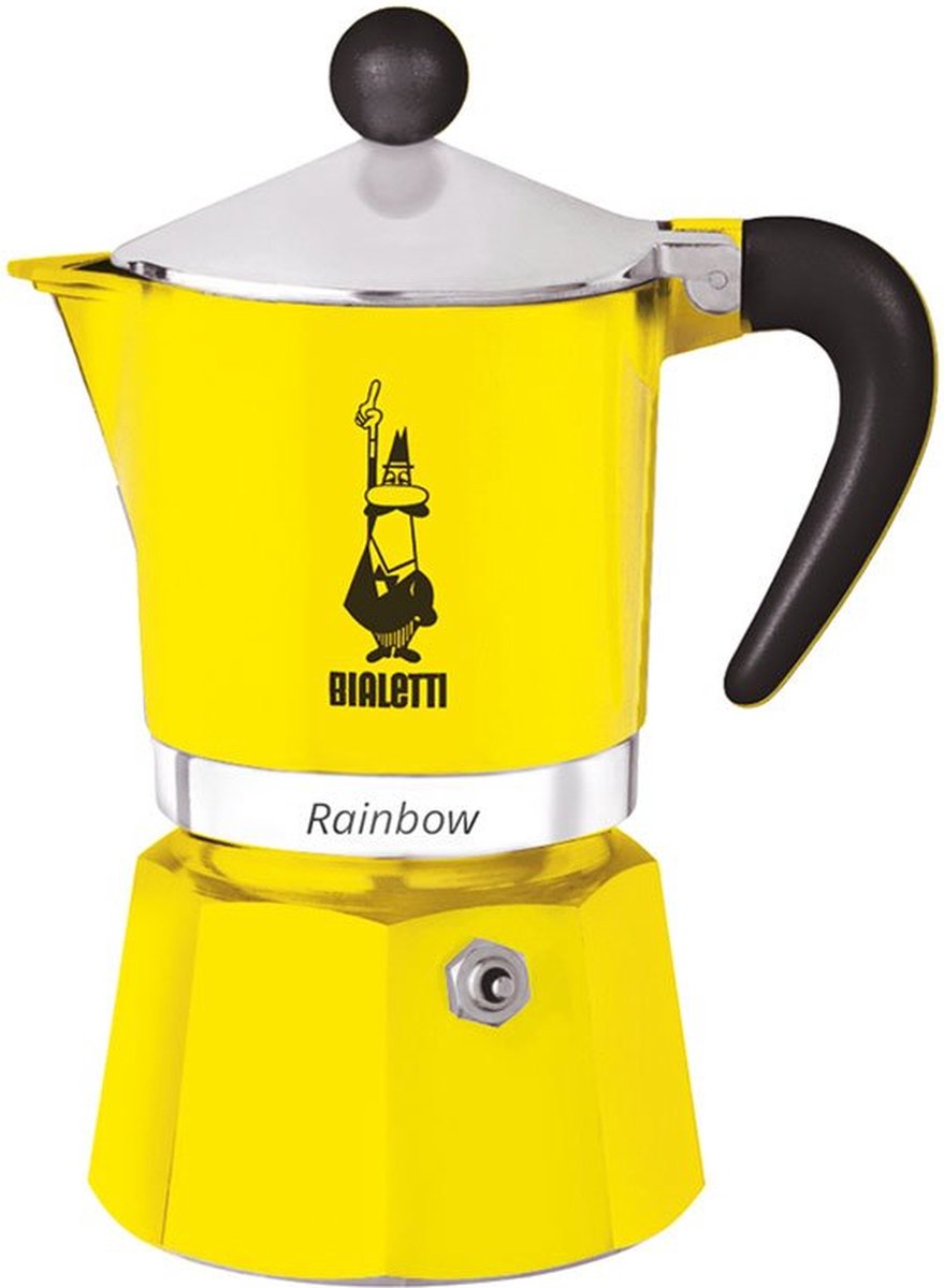 Bialetti Regenbogen-Perkolator 1 Tasse gelb – Espressomaschine – Aluminium – italienische Kaffeemaschine