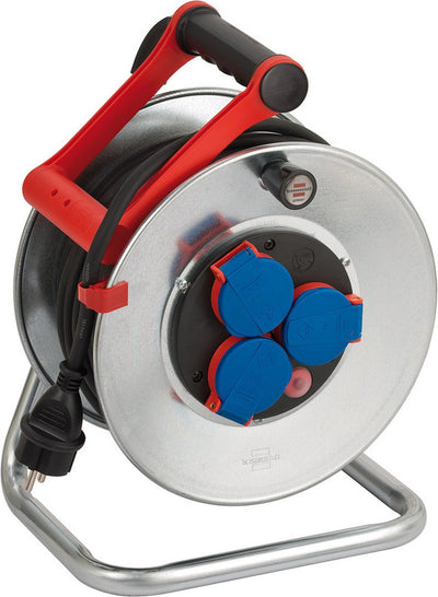 Brennerstuhl garant s ip44 Kabeltrommel, 25m - Stahlblech (kurzfristiger Außeneinsatz) - Made in Germany - Silber