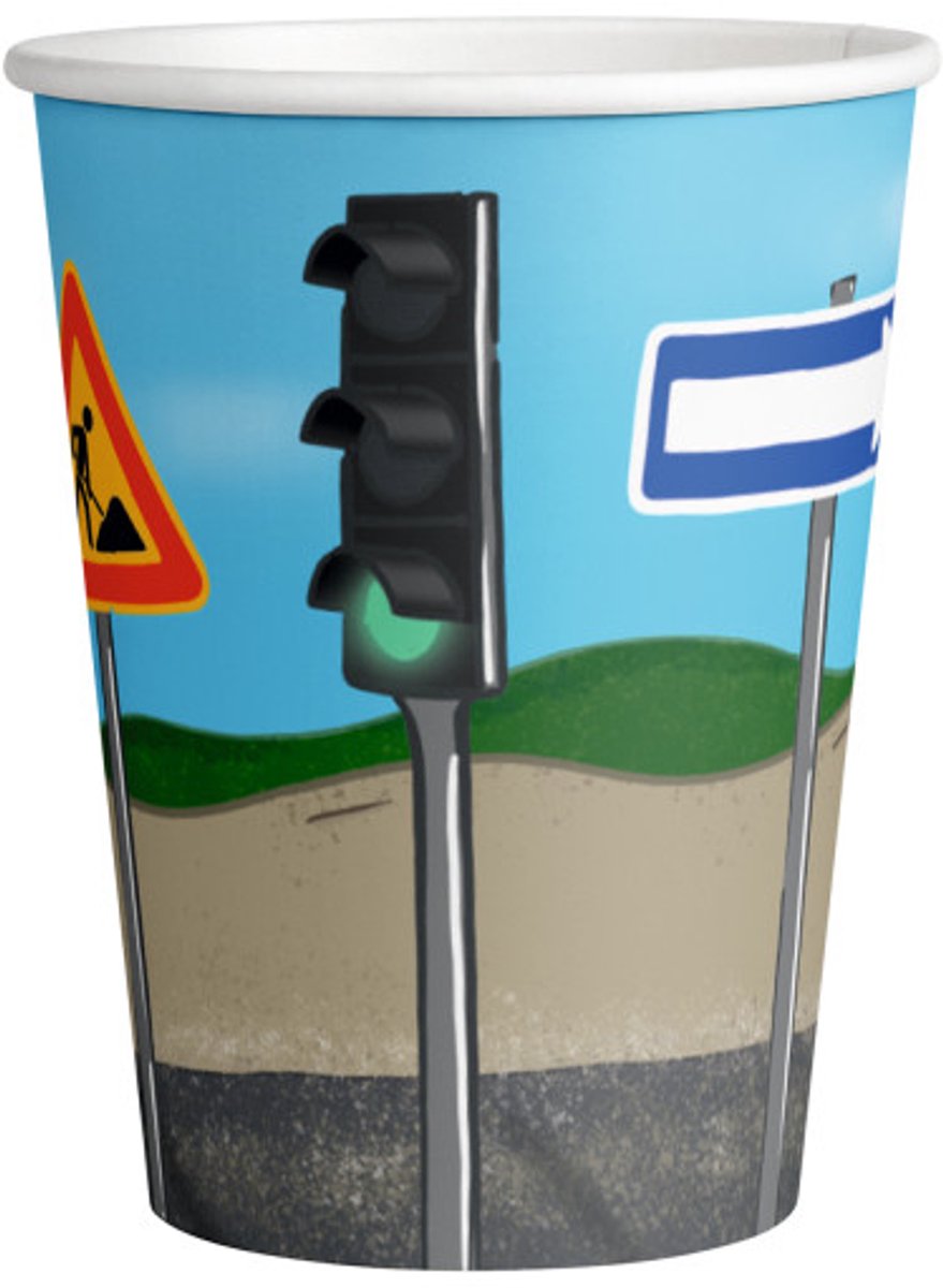 Bausandbecher – 250 ml – Pappbecher – 8 Stück – Partygeschirr – für Geburtstage und Partys