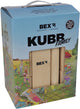 Familie Bex Kubb – Schwedisches Wikingerschach – nachhaltiges Outdoor-Spiel – FSC-Birkenholz – König mit holzfarbener Krone – ab 8 Jahren – inklusive Aufbewahrungsnetz mit Kordelzug