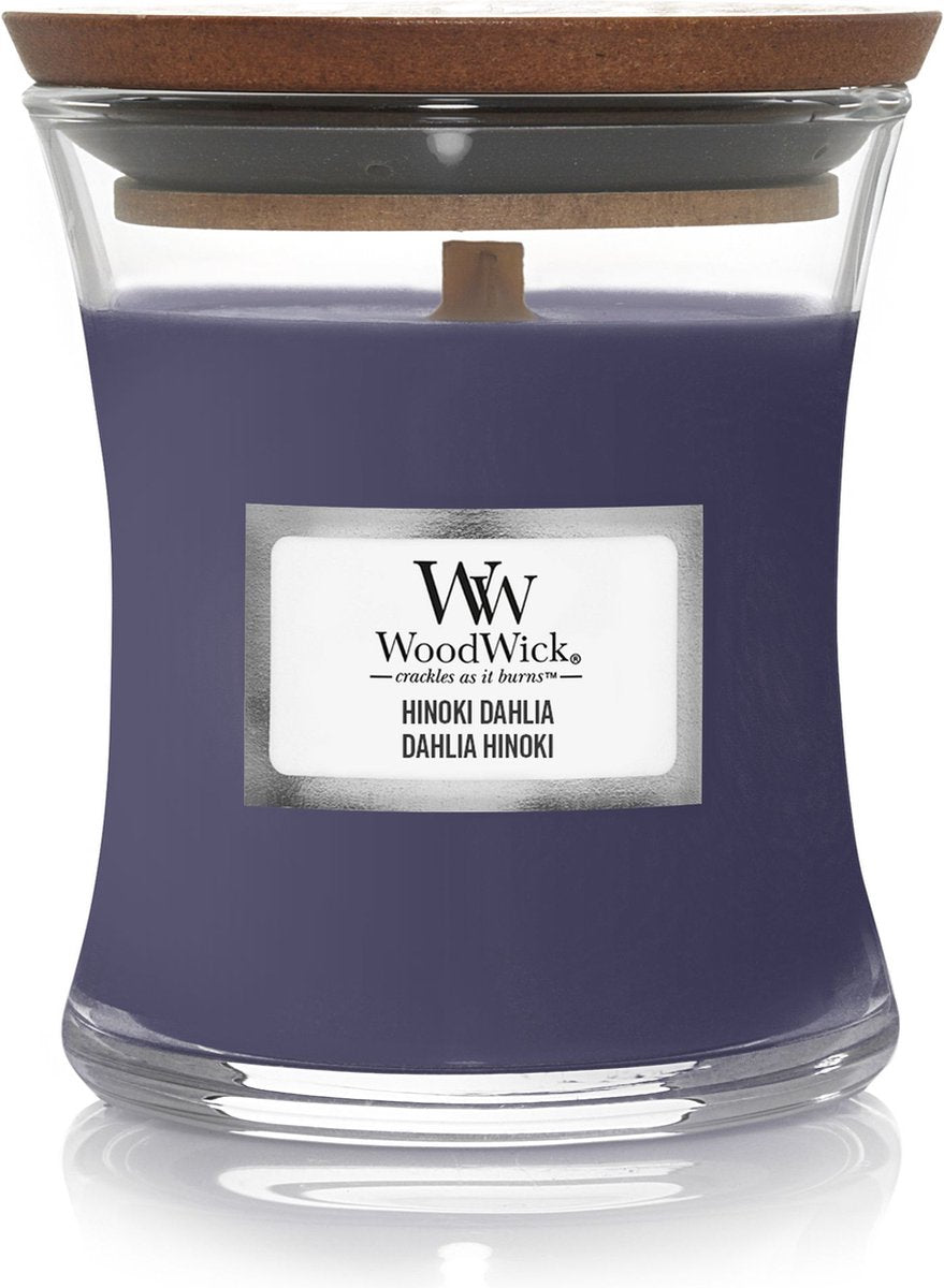 Woodwick Duftkerze Minikerze – Hinoki-Dahlie – 20 Brennstunden – 85 g – 8 cm ø 7 cm
