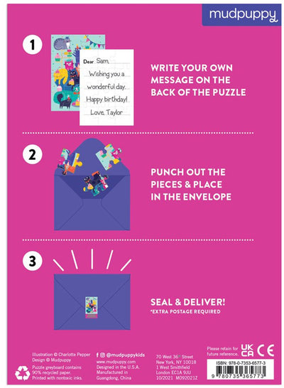 Mudpuppy-Puzzle - Katzenparty - Grußkarte 13x18cm - 12 Teile - 3 Jahre