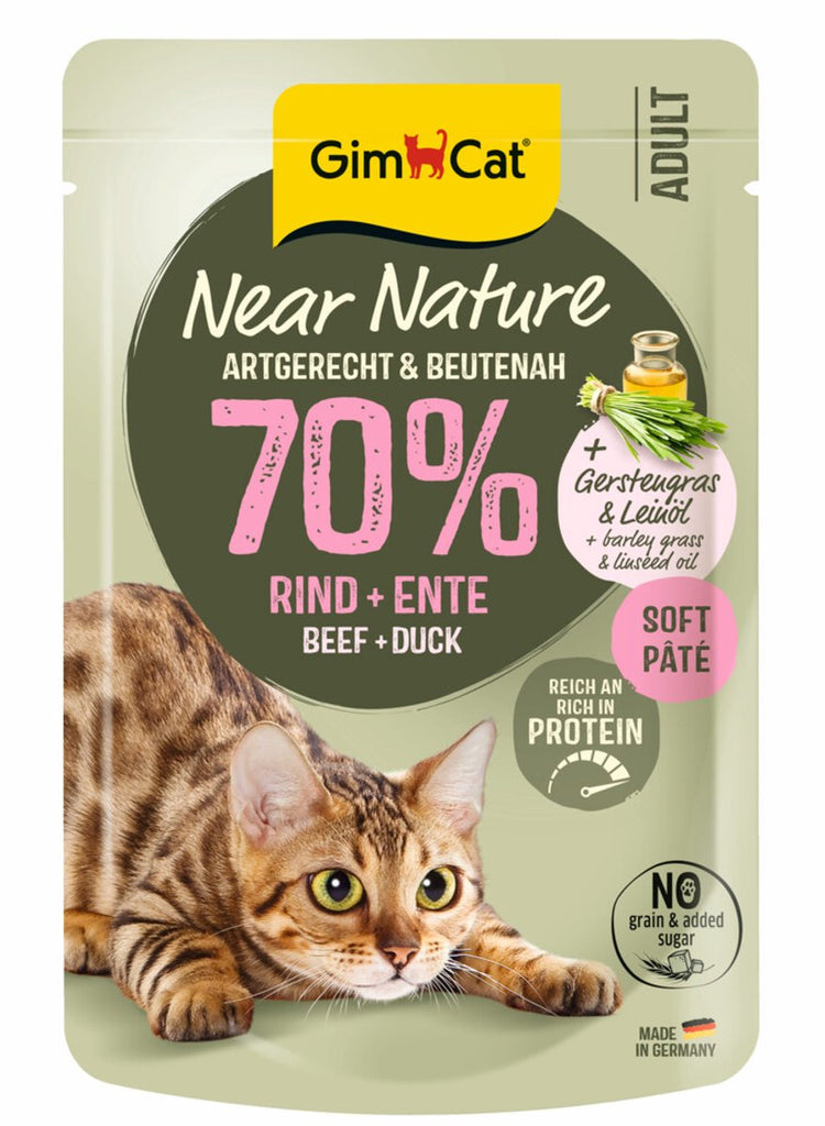 Gimcat Katzenfutter naturnahes Rinderente – 16 x 85 gr – Vorteilspackung