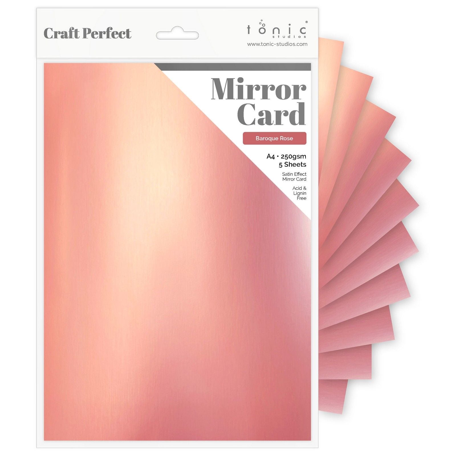 Craft Perfect von Tonic Studios Craft Perfect • Spiegelkarton, satiniert, 250 g, Barockrosa, 5 Stück