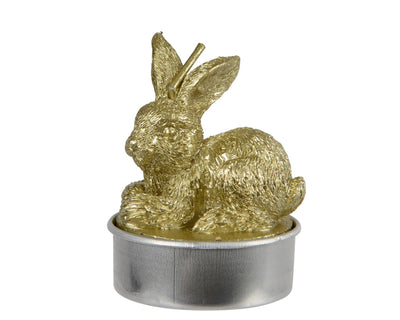 Decoris Teelicht-Kaninchen-Set, 4 H6 cm, Gold