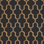 Niederländische Wandverkleidung niederländische Wandverkaufswallpaper Geometrisch schwarz und goldfarben - afbeelding 2