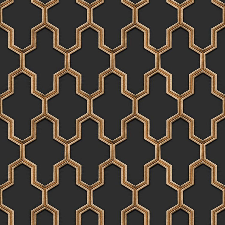 Niederländische Wandverkleidung niederländische Wandverkaufswallpaper Geometrisch schwarz und goldfarben