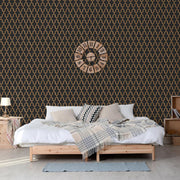 Niederländische Wandverkleidung niederländische Wandverkaufswallpaper Geometrisch schwarz und goldfarben - afbeelding 1