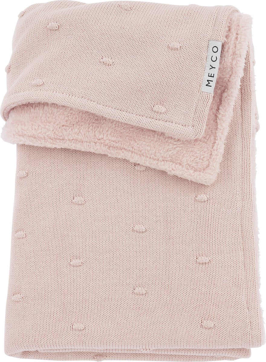 Meyco Baby-Mini-Knoten-Teddy-Kinderbettdecke – zartrosa – 75 x 100 cm – 2,0 Tog