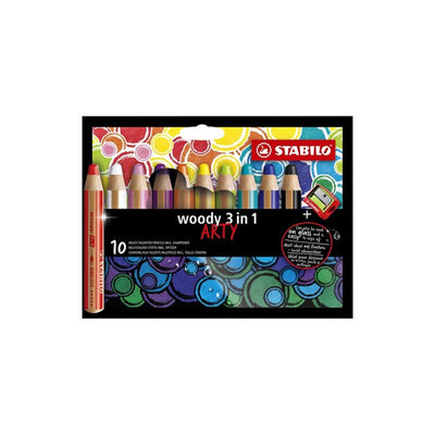 Stabilo Woody Arty Colored Bleistifte 10 Farben + Bleistift schärfer
