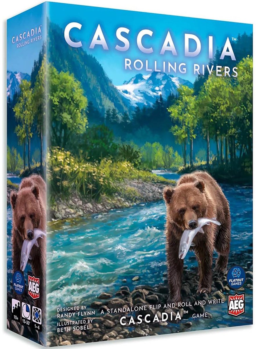 Alderac Entertainment Group Cascadia Rolling Rivers – Würfelspiel – Flip-Roll-and-Write-Spiel – Brettspiel – Englisch