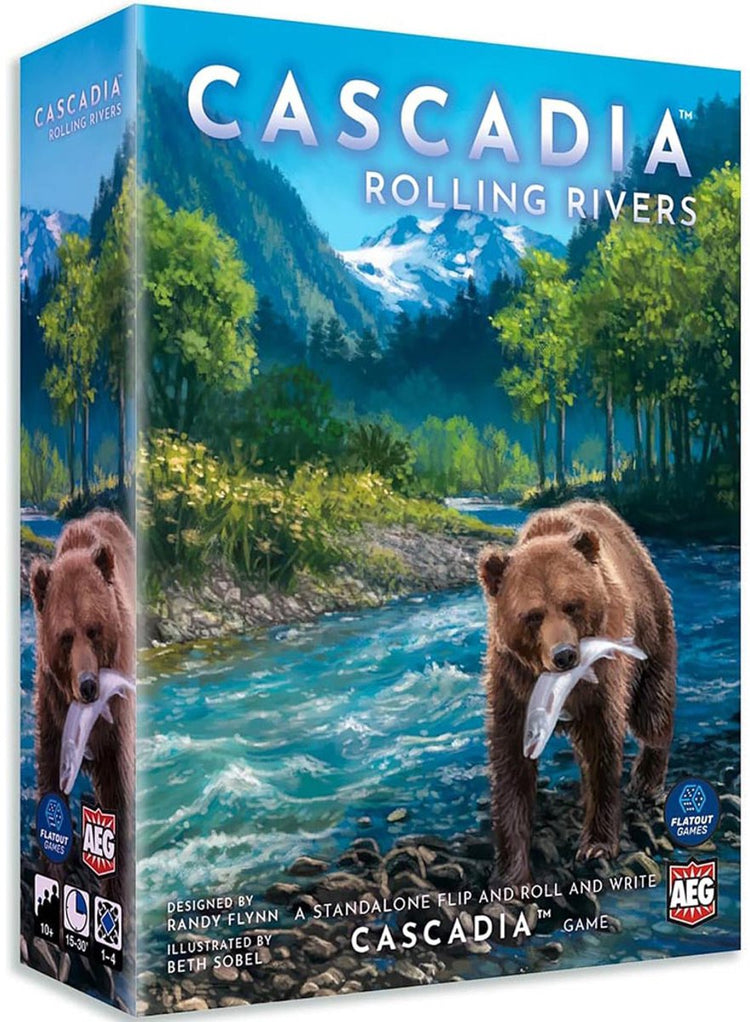Alderac Entertainment Group Cascadia Rolling Rivers – Würfelspiel – Flip-Roll-and-Write-Spiel – Brettspiel – Englisch