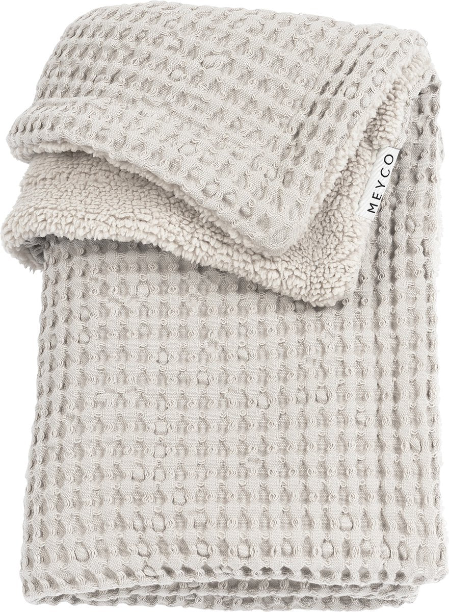 Meyco Baby-Waffle-Teddy-Kinderbettdecke – Greige – 100 x 150 cm – 2,0 Tog