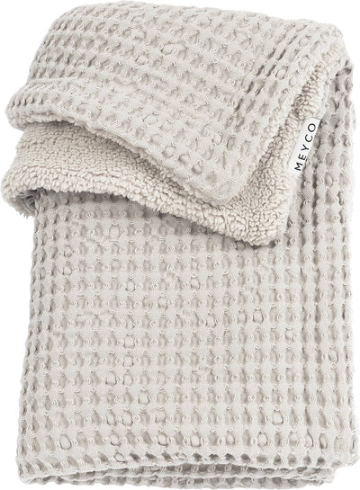 Meyco Baby-Waffle-Teddy-Kinderbettdecke – Greige – 100 x 150 cm – 2,0 Tog