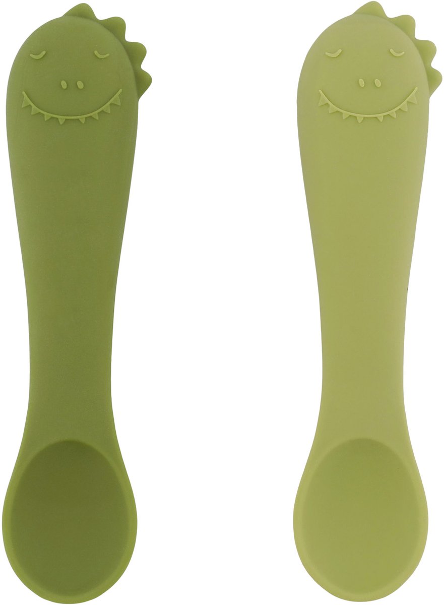 Trixie | Erste Babylöffel 2er-Pack - mr. Dino – weiches Silikon – leicht zu greifen – 4 m+