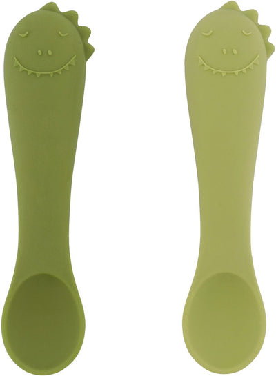 Trixie | Erste Babylöffel 2er-Pack - mr. Dino – weiches Silikon – leicht zu greifen – 4 m+