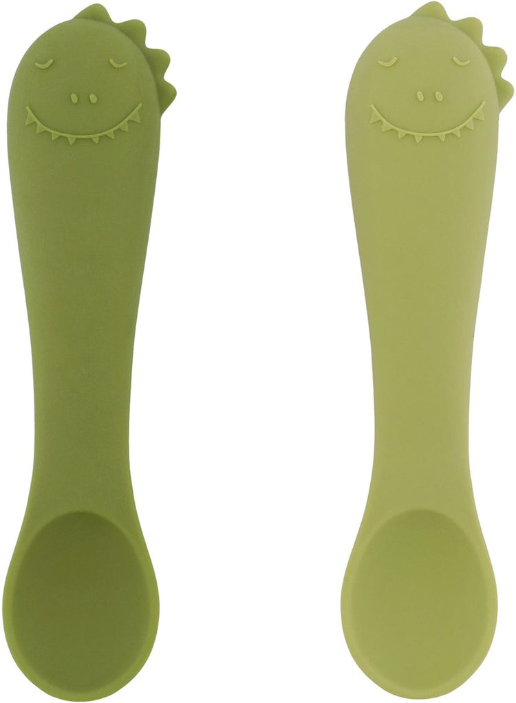 Trixie | Erste Babylöffel 2er-Pack - mr. Dino – weiches Silikon – leicht zu greifen – 4 m+
