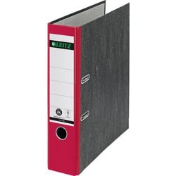 Ordner Leitz 1080, Kartonpapier, Breite 8 cm, rotes Daumenloch, Rückenetikett, Vorsatzpapier