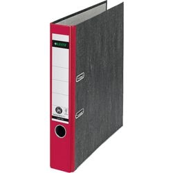 Ordner Leitz 1050, Kartonpapier, Breite 5,2 cm, rotes Daumenloch, Rückenetikett, Vorsatzpapier