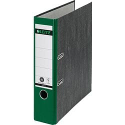 Ordner Leitz 1080, Kartonpapier, Breite 8 cm, grünes Daumenloch, Rückenetikett, Vorsatzpapier