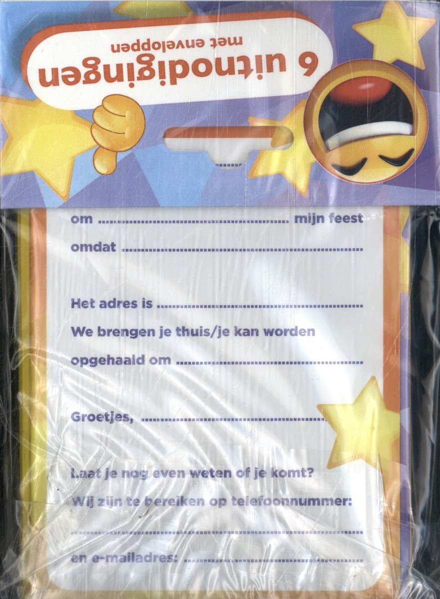Interstat Einladungskarten - Emoji - Sonnenbrille - 6 Stk.
