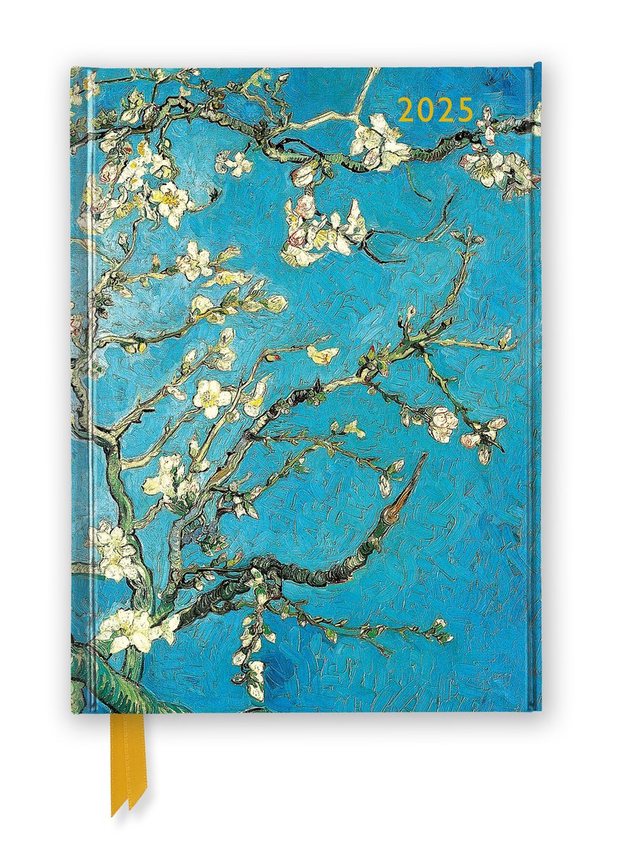 Vincent van Gogh: Luxus-Tagebuchplaner „Mandelblüte 2025“ – Ansichtsseite mit Notizen