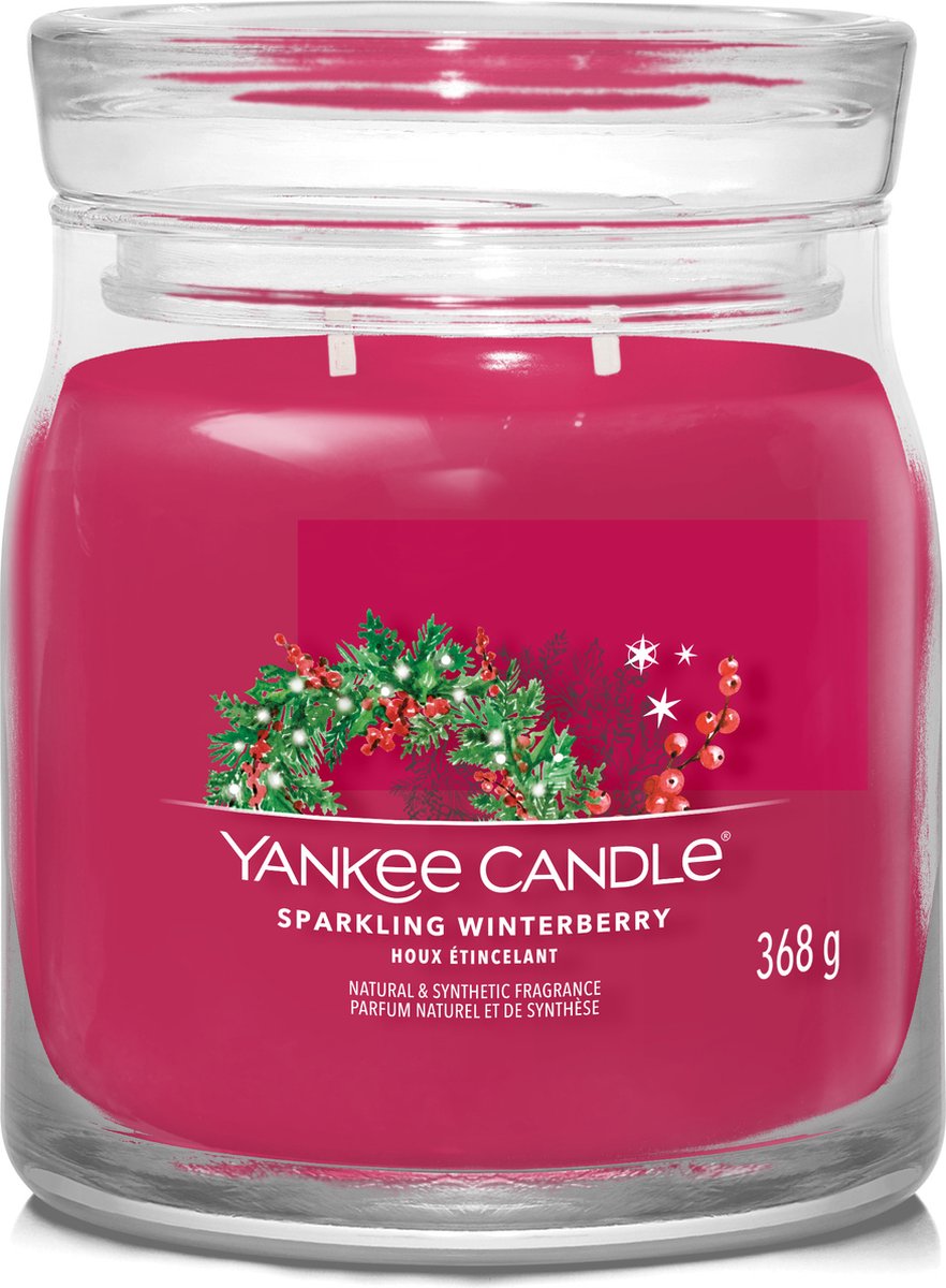 Yankee Candle – Sparkling Winterberry Medium Duftkerze – 50 Brennstunden – 2 Dochte