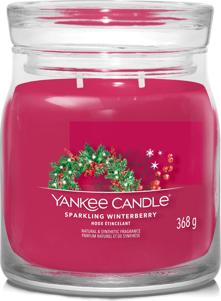 Yankee Candle – Sparkling Winterberry Medium Duftkerze – 50 Brennstunden – 2 Dochte