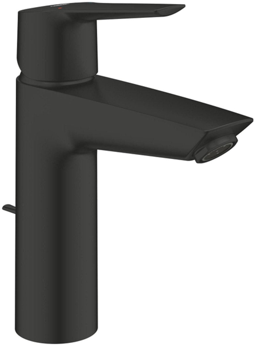 Grohe Start Waschtisch-Mischbatterie – Aufputzmontage – 12,1 cm Auslauf – M-Größe – ausziehbarer Ablaufgarnitur – mattschwarz