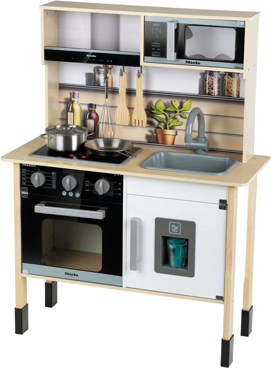 Klein Toys - Miele Spielküche - Arbeitsplatte 55 cm hoch - inkl. Licht- und Soundeffekte - Holz