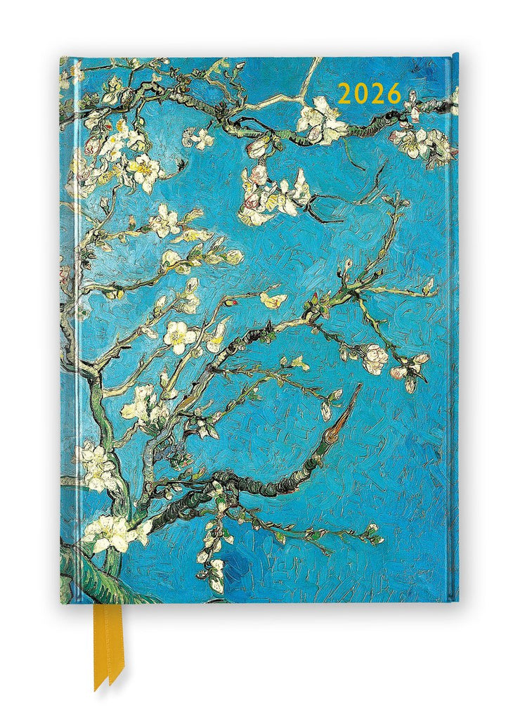 Vincent van Gogh: Luxus-Tagebuchplaner „Mandelblüte 2026“ – Seitenansicht mit Notizen